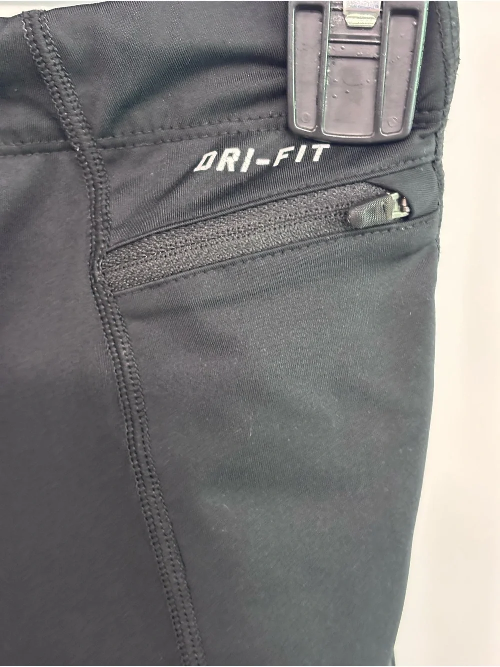 Men's Nike Running Dri-FIT Leggings Black Large Reflective Logo Drawstring Activ